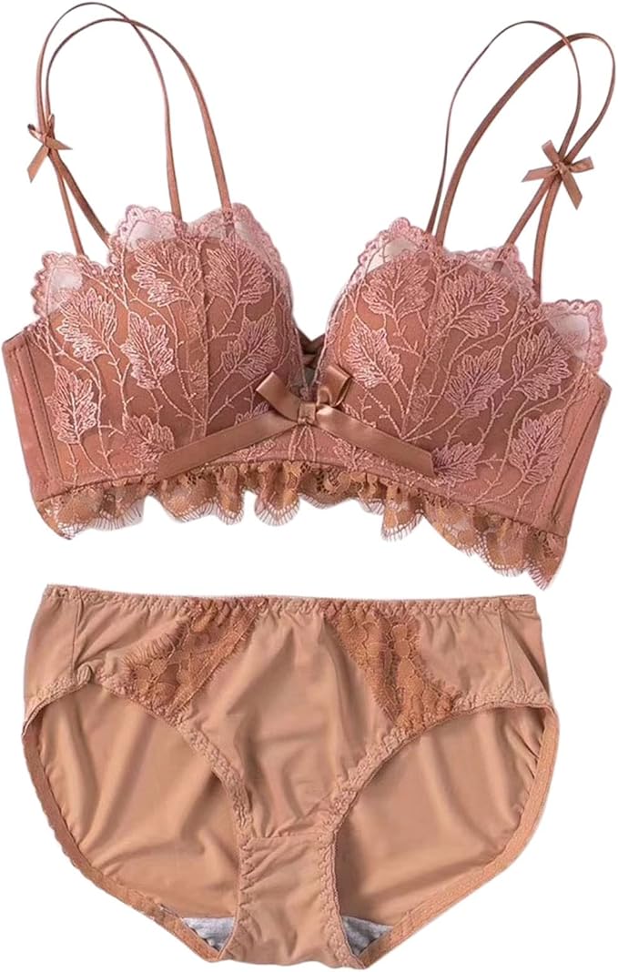 Lavender Gathered Lingerie Set - Stylish Bra and Panty with Beautiful Back