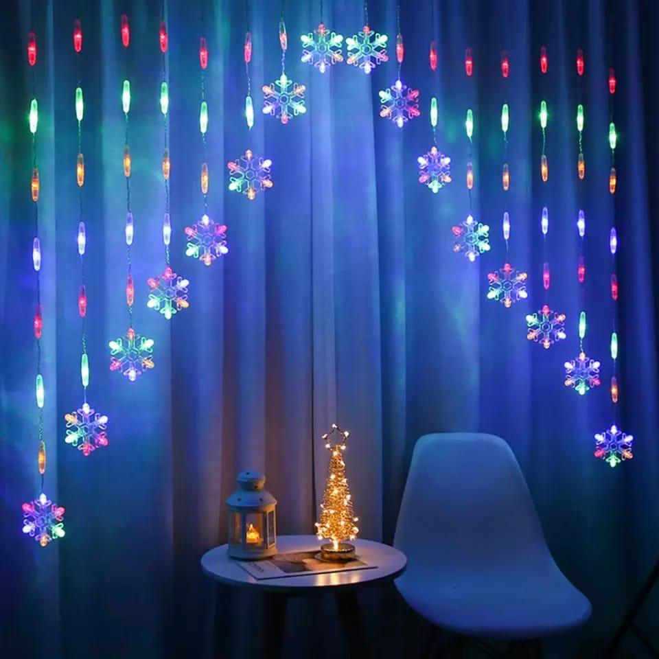 Star Snowflake LED String Lights Christmas Decoration Curtain Fairy Lights Wedding Party Garland Lamp Home Decor Xmas Gifts