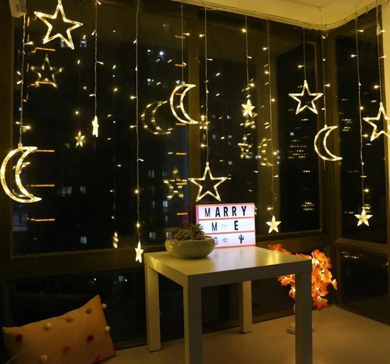Big Moon Big Stars Curtain String Fairy Lights