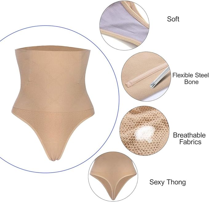 Tummy Control Thong Shapewear for Women – Seamless Slimming Body Shaper Panty