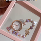 Pearl Beads Bracelet Watch With Box