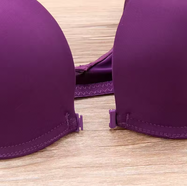 Women's Bra Front Button Y-shaped Back Butterfly Lace Underwear Solid Color Breathable Slim Bras