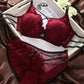 Push-Up Padded Lace Bra & Panty Set - Seamless Back Closure Lingerie Set