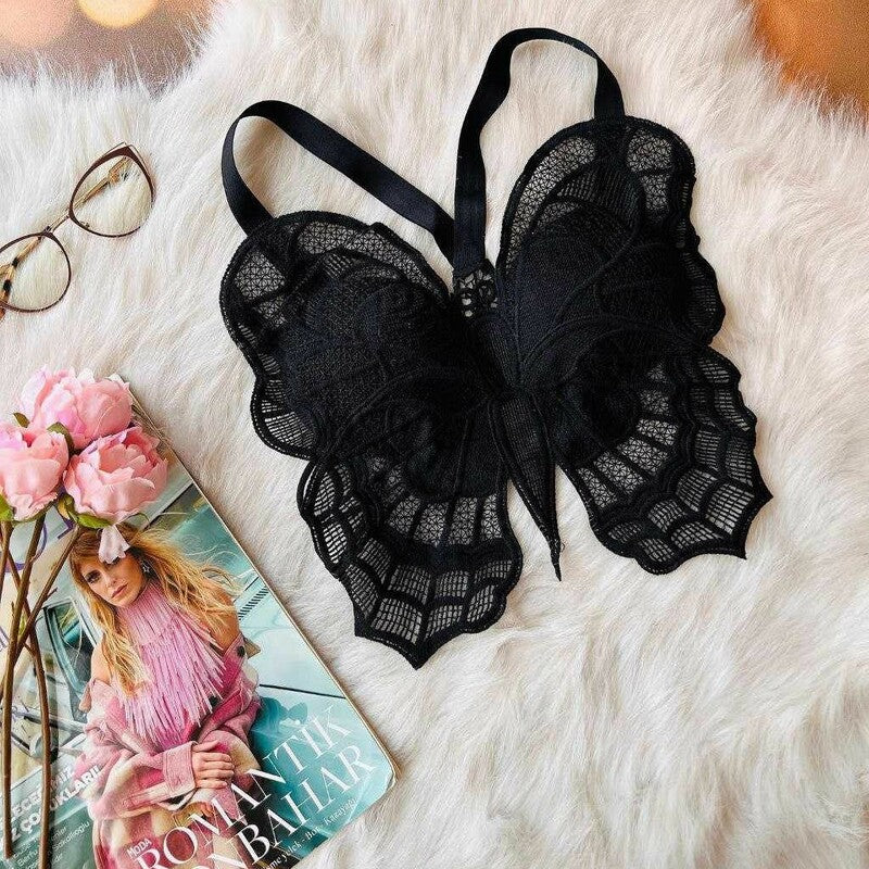 Chic Butterfly Embroidered Lace  Women's Bra