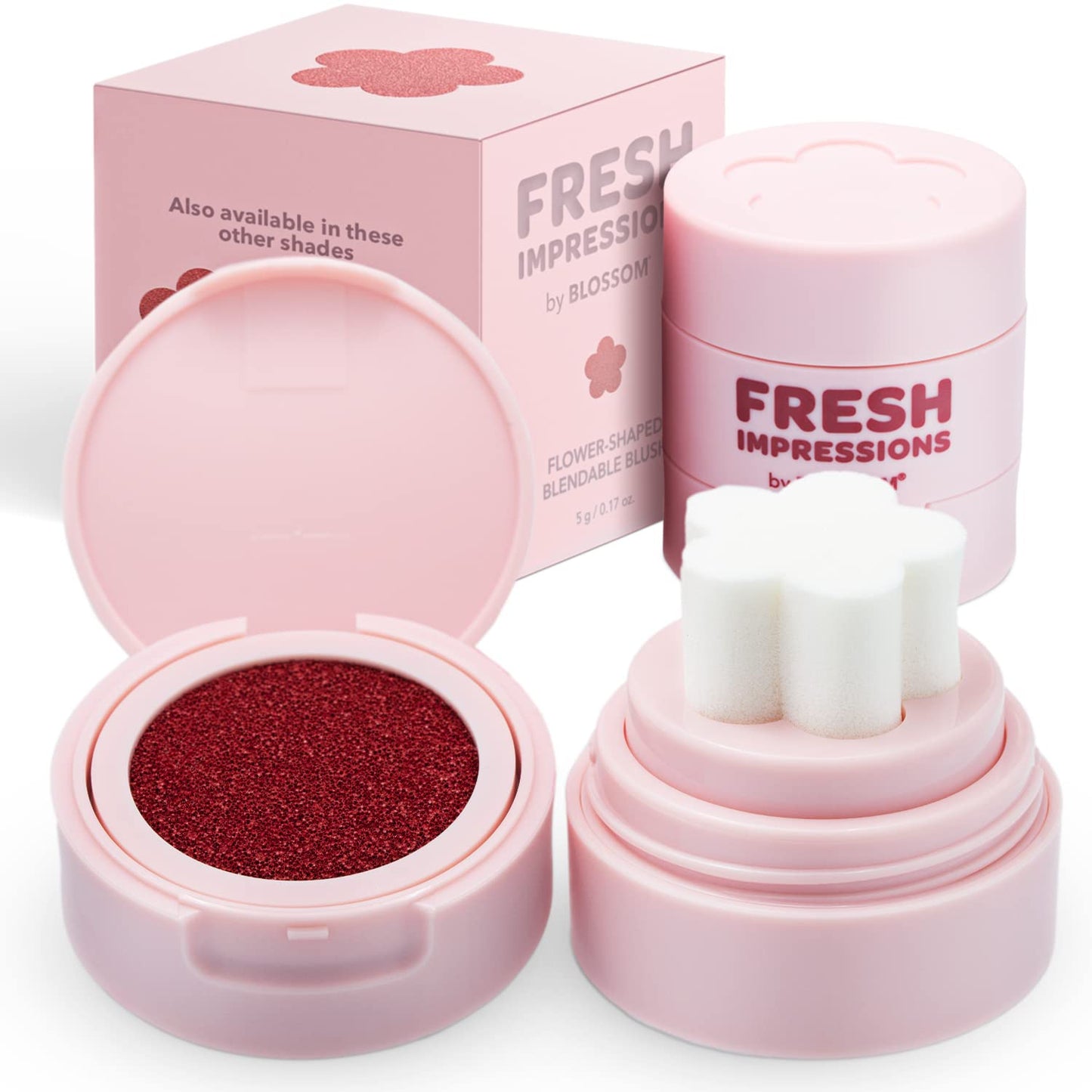 Blossom Fresh Crimson Crush Cushion Cream Blush - Velvet Matte Finish with Flower Stamp Applicator