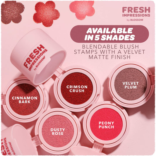 Blossom Fresh Crimson Crush Cushion Cream Blush - Velvet Matte Finish with Flower Stamp Applicator