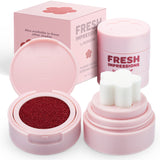 Blossom Fresh Crimson Crush Cushion Cream Blush - Velvet Matte Finish with Flower Stamp Applicator