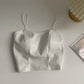 Women’s PU Leather Strap Camisole - Smocked Bottom Slim Fit Crop Top