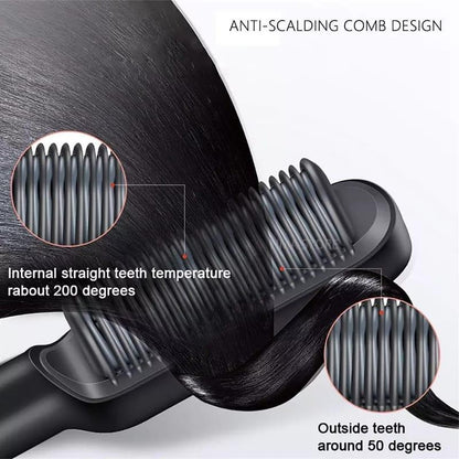 Profissional Hot Combs Anti-scalding Hair Straightener Brush Ceramic Hair Curler Heated Electric Smart Brush Hair Straightener
