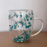 Floral Serenity Double Wall Mug – Real Flowers Elegant & Insulated