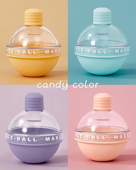 SphereChill 4-Pack Ice Ball Maker | 2.5-Inch Silicone Whiskey Ice Molds for Perfectly Chilled Drinks