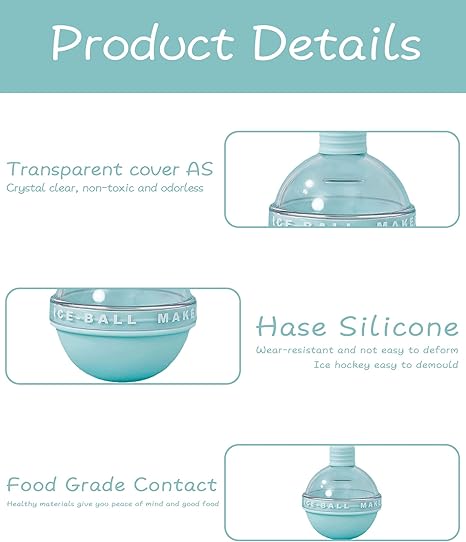 SphereChill 4-Pack Ice Ball Maker | 2.5-Inch Silicone Whiskey Ice Molds for Perfectly Chilled Drinks