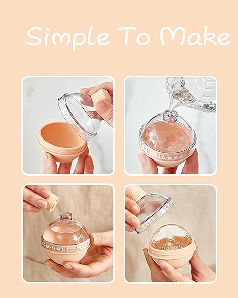 SphereChill 4-Pack Ice Ball Maker | 2.5-Inch Silicone Whiskey Ice Molds for Perfectly Chilled Drinks