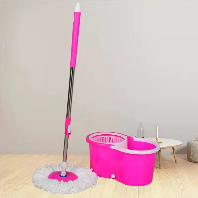 360° Spin Mop with White Fiber Double Mop Heads & Sturdy Bucket – Quick & Easy Cleaning