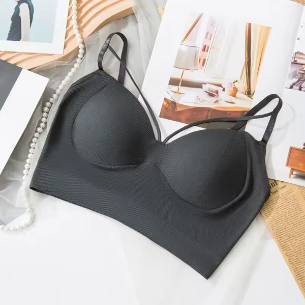 Women's Seamless Slim Camisole – Fixed 3D Cup Bra, Padded Wrapped Chest Short Straps Sports Bra Vest