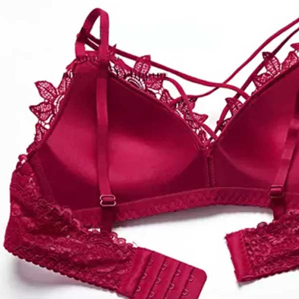 Women's Embroidery Lace Bra Set Antiseptic Wire Free Underwear Comfortable Adjustable Fit