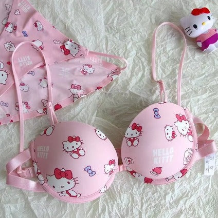 Cute Lovely Bra Set Sweet Underwear Panties and Push Up Bra For Girls