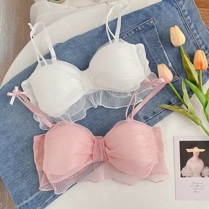 Women's Sexy Bow Mesh Bra Underwear Lolita Sweet Pure Comfortable Breathable Bralette