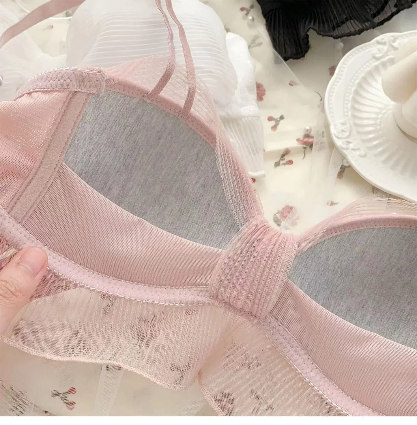 Women's Sexy Bow Mesh Bra Underwear Lolita Sweet Pure Comfortable Breathable Bralette