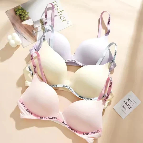 Sweet Babe Non-Wired Light Padded T-Shirt Bra with Letter Strap Detail