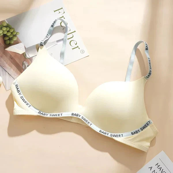 Sweet Babe Non-Wired Light Padded T-Shirt Bra with Letter Strap Detail