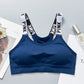 Women Push Up Sports Bra Yoga Running Fitness Tops Black White Letters