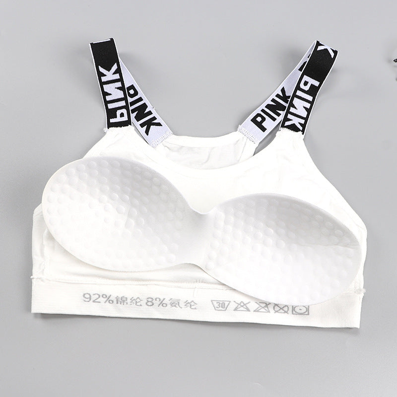 Women Push Up Sports Bra Yoga Running Fitness Tops Black White Letters