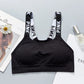 Women Push Up Sports Bra Yoga Running Fitness Tops Black White Letters