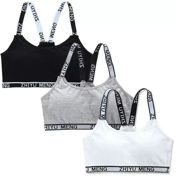 ComfortFit Soft Padded Letter Print Stretchable Sport Bra with Adjustable Straps