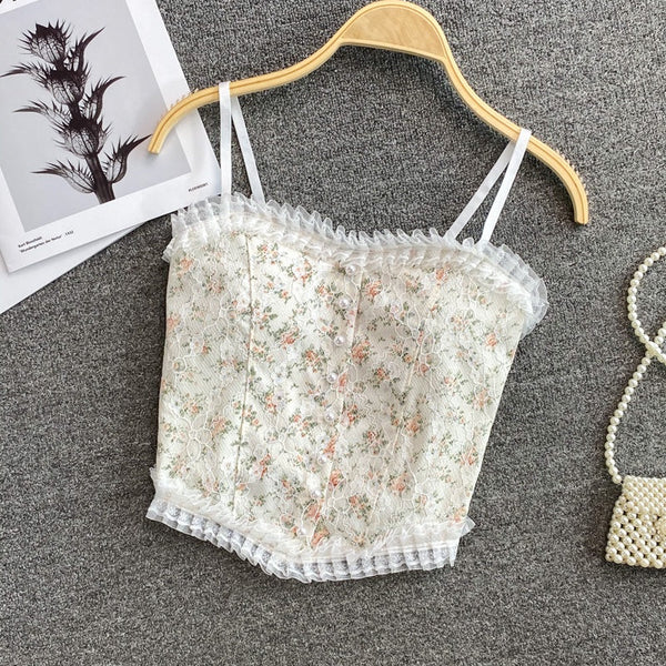 Lace Bralette Push-Up Lingerie - Seamless Strapless Underwire Top with Crushed Flower Detail