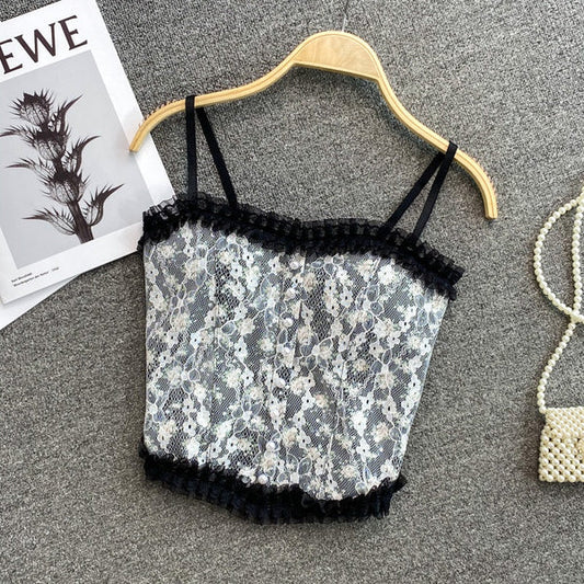 Lace Bralette Push-Up Lingerie - Seamless Strapless Underwire Top with Crushed Flower Detail