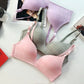 New Plaid Light Bra Push-Up Without Steel Ring One-Piece Bra Thin Section Seamless Lingerie