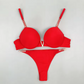 Women’s V-Shaped Metal Bra & Low Waist Thong Lingerie Set with Chain Details