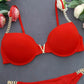 Women’s V-Shaped Metal Bra & Low Waist Thong Lingerie Set with Chain Details