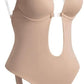 Women’s Backless Shapewear Bodysuit – XL Deep V Neck U Shaper with Padded Push-Up Corset & Sheer Straps