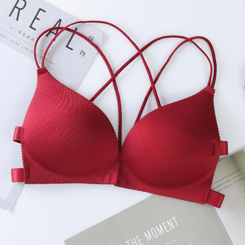 Women’s Seamless Push-Up Tube Bra with Front Wrap Design – Casual and Supportive Chest Bralette