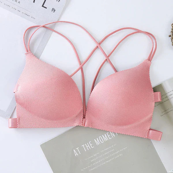 Women’s Seamless Push-Up Tube Bra with Front Wrap Design – Casual and Supportive Chest Bralette