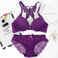 1 Set Lace Stitching Bra Front Buckle Panties Scalloped Trim Panties Lingerie Set for Women