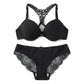 1 Set Lace Stitching Bra Front Buckle Panties Scalloped Trim Panties Lingerie Set for Women