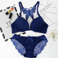 1 Set Lace Stitching Bra Front Buckle Panties Scalloped Trim Panties Lingerie Set for Women