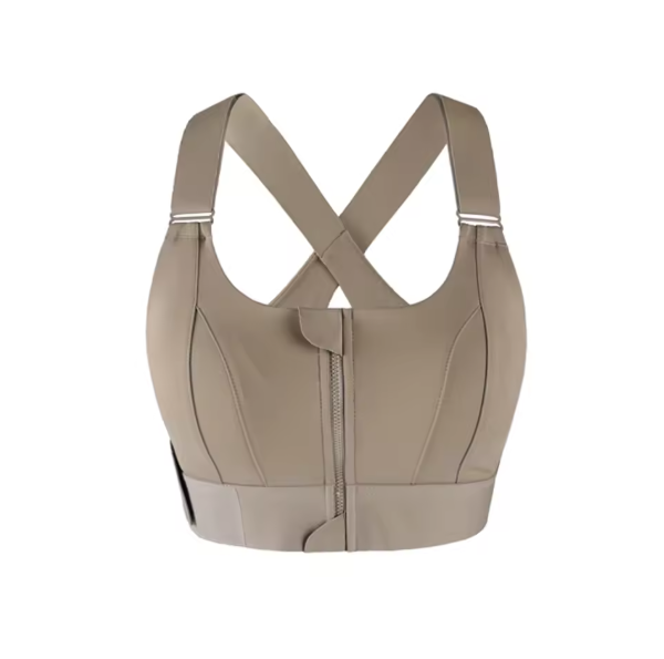 High-Impact Cross Back Sports Bra with Adjustable Front Zipper