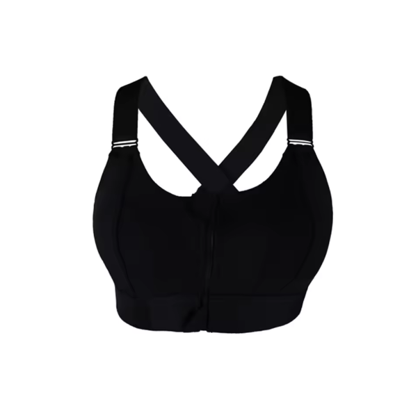 High-Impact Cross Back Sports Bra with Adjustable Front Zipper