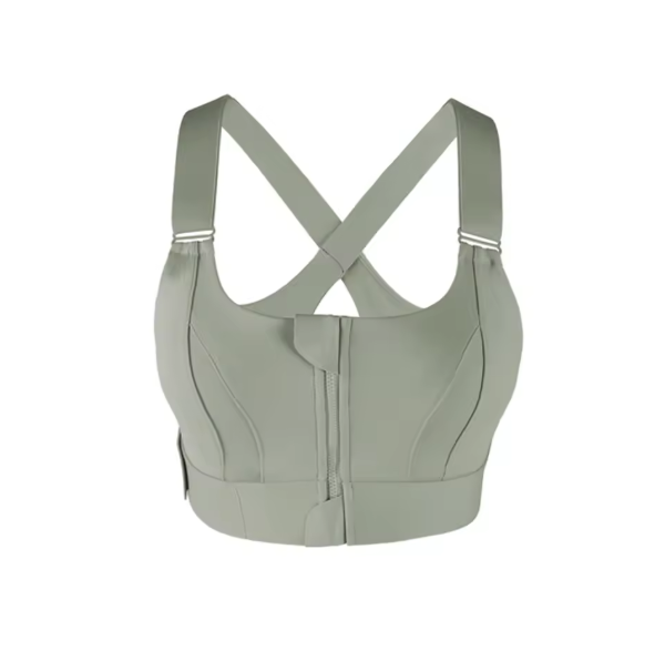 High-Impact Cross Back Sports Bra with Adjustable Front Zipper