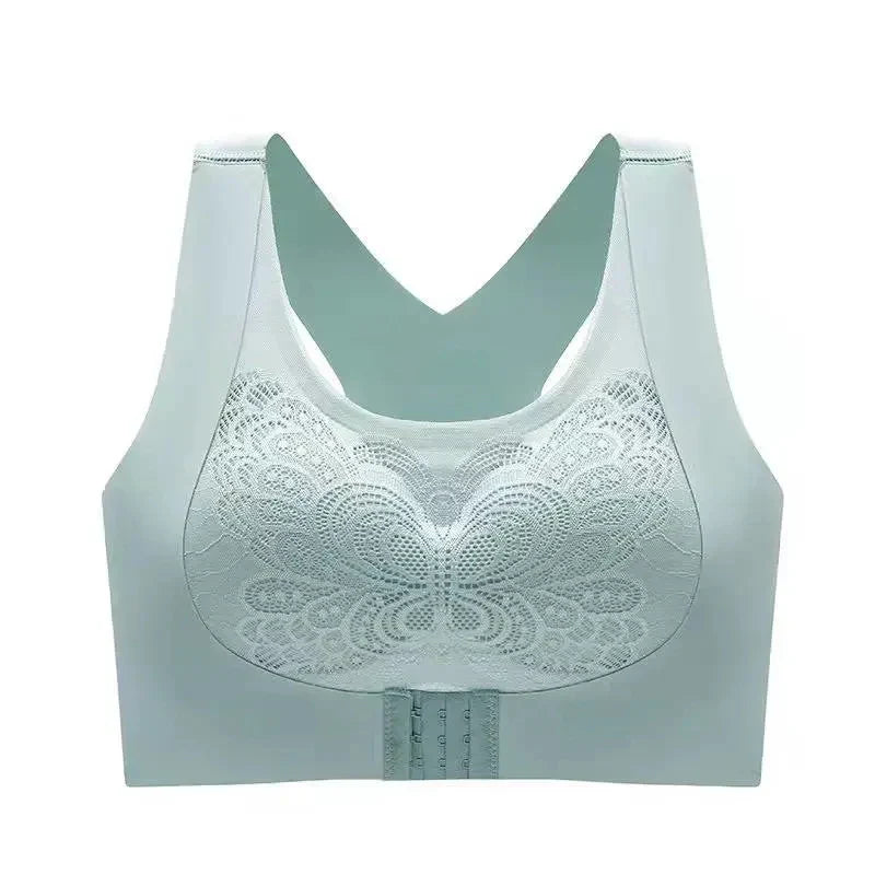 Seamless Push-Up Bra for Women – No Steel Ring, Backless Design, Chest Correction with Two-in-One Front Buckle