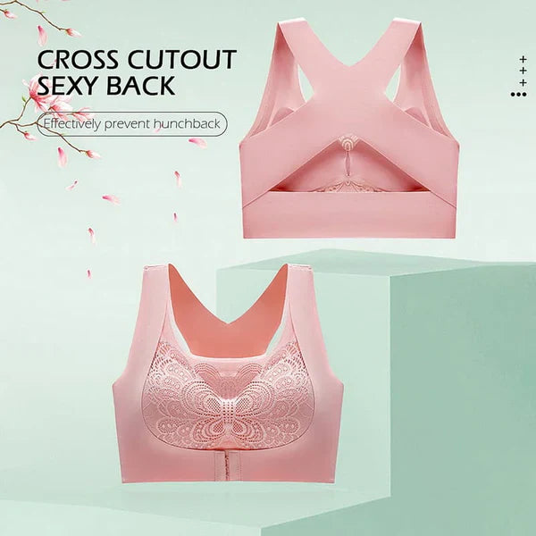 Seamless Push-Up Bra for Women – No Steel Ring, Backless Design, Chest Correction with Two-in-One Front Buckle