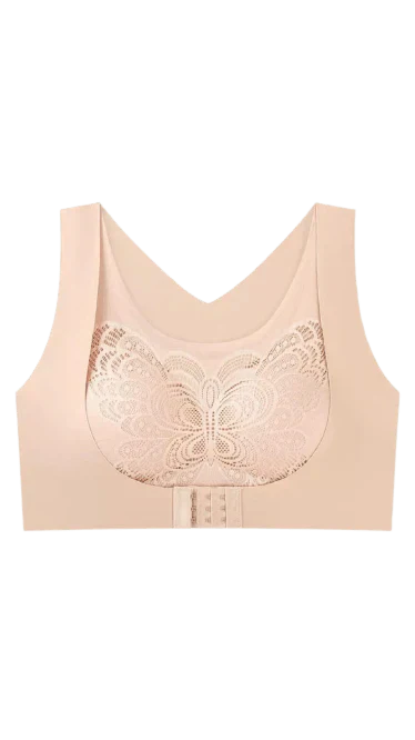 Seamless Push-Up Bra for Women – No Steel Ring, Backless Design, Chest Correction with Two-in-One Front Buckle