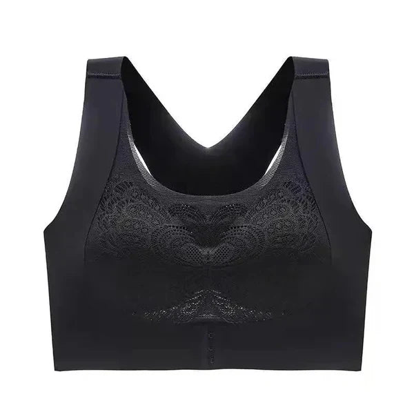 Seamless Push-Up Bra for Women – No Steel Ring, Backless Design, Chest Correction with Two-in-One Front Buckle