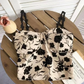 Floral Corset Bustier Crop Top - Off Shoulder Slim Fit Strappy Tank
